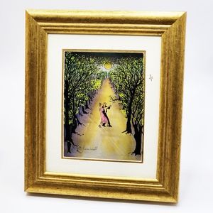 Jean Pierre Weill Moonlight Dance 3D Screenprint on Glass Signed Gold Frame